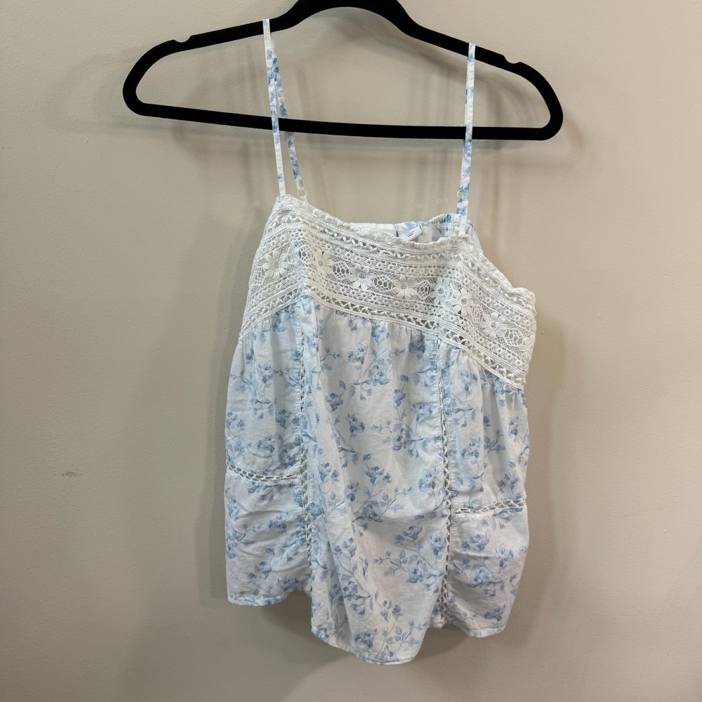 Caroline Constas Blue Floral Cotton Sleepwear Set Size Medium - Picture 2 of 9